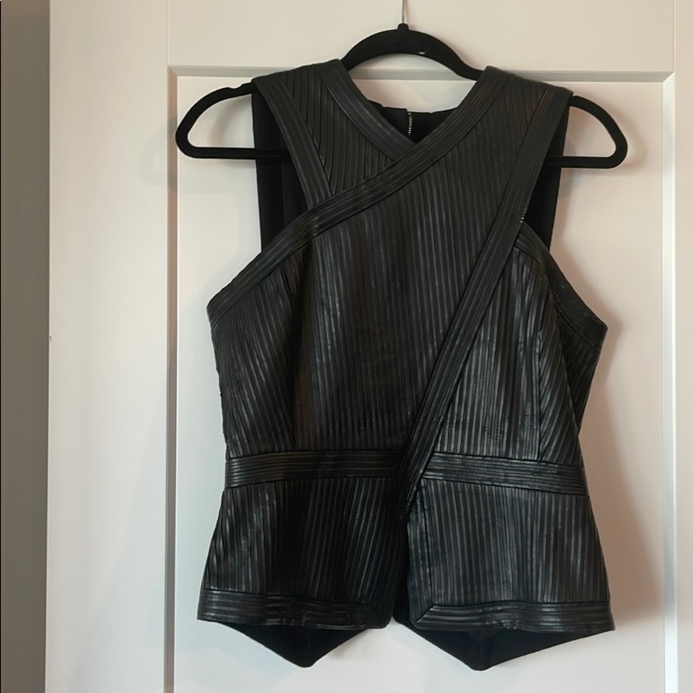 BCBGMAXAZIRA black leather top